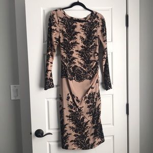 Tracy Reese Black and Tan Midi Dress